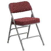 HERCULES Series Premium Curved Triple Braced & Double Hinged Burgundy Fabric Metal Folding Chair, AW-MC320AF-BG-GG, AW-MC320AF-BG-GG