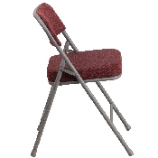 HERCULES Series Premium Curved Triple Braced & Double Hinged Burgundy Fabric Metal Folding Chair, AW-MC320AF-BG-GG, AW-MC320AF-BG-GG
