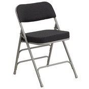 HERCULES Series Premium Curved Triple Braced & Double Hinged Black Pin-Dot Fabric Metal Folding Chair, AW-MC320AF-BK-GG