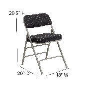 HERCULES Series Premium Curved Triple Braced & Double Hinged Black Pin-Dot Fabric Metal Folding Chair, AW-MC320AF-BK-GG