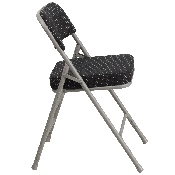 HERCULES Series Premium Curved Triple Braced & Double Hinged Black Pin-Dot Fabric Metal Folding Chair, AW-MC320AF-BK-GG