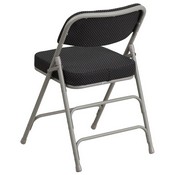 HERCULES Series Premium Curved Triple Braced & Double Hinged Black Pin-Dot Fabric Metal Folding Chair, AW-MC320AF-BK-GG