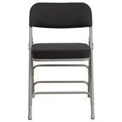 HERCULES Series Premium Curved Triple Braced & Double Hinged Black Pin-Dot Fabric Metal Folding Chair, AW-MC320AF-BK-GG