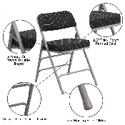 HERCULES Series Premium Curved Triple Braced & Double Hinged Black Pin-Dot Fabric Metal Folding Chair, AW-MC320AF-BK-GG