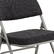 HERCULES Series Premium Curved Triple Braced & Double Hinged Black Pin-Dot Fabric Metal Folding Chair, AW-MC320AF-BK-GG