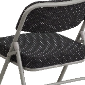 HERCULES Series Premium Curved Triple Braced & Double Hinged Black Pin-Dot Fabric Metal Folding Chair, AW-MC320AF-BK-GG