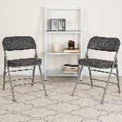 HERCULES Series Premium Curved Triple Braced & Double Hinged Gray Fabric Metal Folding Chair, AW-MC320AF-GRY-GG, AW-MC320AF-GRY-GG