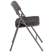 HERCULES Series Premium Curved Triple Braced & Double Hinged Gray Fabric Metal Folding Chair, AW-MC320AF-GRY-GG, AW-MC320AF-GRY-GG