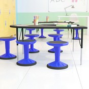 Carter Adjustable Height Kids Flexible Active Stool for Classroom and Home with Non-Skid Bottom in Blue, 14" - 18" Seat Height, AY-9001S-BL-GG