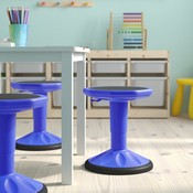 Carter Adjustable Height Kids Flexible Active Stool for Classroom and Home with Non-Skid Bottom in Blue, 14" - 18" Seat Height, AY-9001S-BL-GG