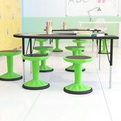 Carter Adjustable Height Kids Flexible Active Stool for Classroom and Home with Non-Skid Bottom in Green, 14" - 18" Seat Height, AY-9001S-GN-GG