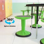 Carter Adjustable Height Kids Flexible Active Stool for Classroom and Home with Non-Skid Bottom in Green, 14" - 18" Seat Height, AY-9001S-GN-GG