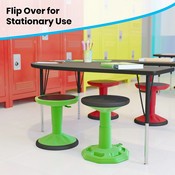 Carter Adjustable Height Kids Flexible Active Stool for Classroom and Home with Non-Skid Bottom in Green, 14" - 18" Seat Height, AY-9001S-GN-GG