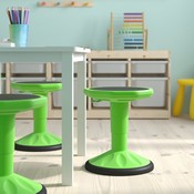 Carter Adjustable Height Kids Flexible Active Stool for Classroom and Home with Non-Skid Bottom in Green, 14" - 18" Seat Height, AY-9001S-GN-GG