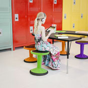 Carter Adjustable Height Kids Flexible Active Stool for Classroom and Home with Non-Skid Bottom in Green, 14" - 18" Seat Height, AY-9001S-GN-GG