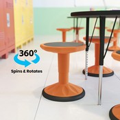 Carter Adjustable Height Kids Flexible Active Stool for Classroom and Home with Non-Skid Bottom in Orange, 14" - 18" Seat Height, AY-9001S-OR-GG