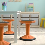 Carter Adjustable Height Kids Flexible Active Stool for Classroom and Home with Non-Skid Bottom in Orange, 14" - 18" Seat Height, AY-9001S-OR-GG