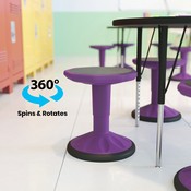 Carter Adjustable Height Kids Flexible Active Stool for Classroom and Home with Non-Skid Bottom in Purple, 14" - 18" Seat Height, AY-9001S-PR-GG