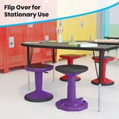 Carter Adjustable Height Kids Flexible Active Stool for Classroom and Home with Non-Skid Bottom in Purple, 14" - 18" Seat Height, AY-9001S-PR-GG