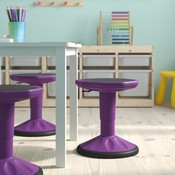 Carter Adjustable Height Kids Flexible Active Stool for Classroom and Home with Non-Skid Bottom in Purple, 14" - 18" Seat Height, AY-9001S-PR-GG