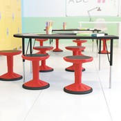 Carter Adjustable Height Kids Flexible Active Stool for Classroom and Home with Non-Skid Bottom in Red, 14" - 18" Seat Height, AY-9001S-RD-GG