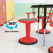Carter Adjustable Height Kids Flexible Active Stool for Classroom and Home with Non-Skid Bottom in Red, 14" - 18" Seat Height, AY-9001S-RD-GG