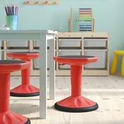 Carter Adjustable Height Kids Flexible Active Stool for Classroom and Home with Non-Skid Bottom in Red, 14" - 18" Seat Height, AY-9001S-RD-GG