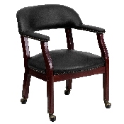 Black Vinyl Luxurious Conference Chair with Accent Nail Trim and Casters, B-Z100-BLACK-GG