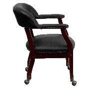 Black Vinyl Luxurious Conference Chair with Accent Nail Trim and Casters, B-Z100-BLACK-GG