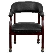 Black Vinyl Luxurious Conference Chair with Accent Nail Trim and Casters, B-Z100-BLACK-GG