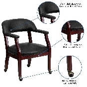 Black Vinyl Luxurious Conference Chair with Accent Nail Trim and Casters, B-Z100-BLACK-GG