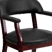 Black Vinyl Luxurious Conference Chair with Accent Nail Trim and Casters, B-Z100-BLACK-GG