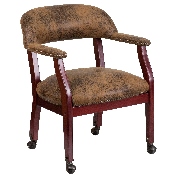 Bomber Jacket Brown Luxurious Conference Chair with Accent Nail Trim and Casters, B-Z100-BRN-GG