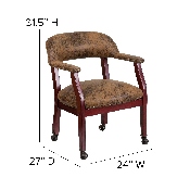 Bomber Jacket Brown Luxurious Conference Chair with Accent Nail Trim and Casters, B-Z100-BRN-GG