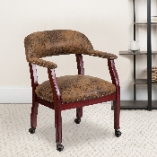 Bomber Jacket Brown Luxurious Conference Chair with Accent Nail Trim and Casters, B-Z100-BRN-GG