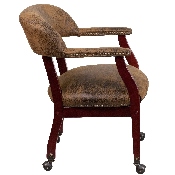 Bomber Jacket Brown Luxurious Conference Chair with Accent Nail Trim and Casters, B-Z100-BRN-GG