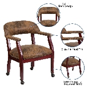 Bomber Jacket Brown Luxurious Conference Chair with Accent Nail Trim and Casters, B-Z100-BRN-GG