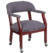 Gray Fabric Luxurious Conference Chair with Accent Nail Trim and Casters, B-Z100-GY-GG