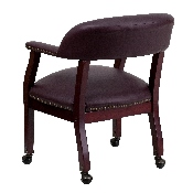Burgundy LeatherSoft Conference Chair with Accent Nail Trim and Casters, B-Z100-LF19-LEA-GG
