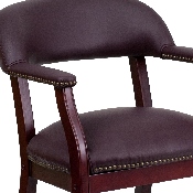 Burgundy LeatherSoft Conference Chair with Accent Nail Trim and Casters, B-Z100-LF19-LEA-GG