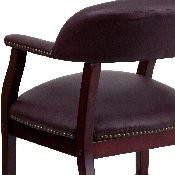 Burgundy LeatherSoft Conference Chair with Accent Nail Trim and Casters, B-Z100-LF19-LEA-GG