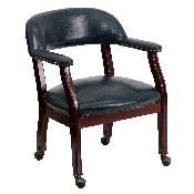 Navy Vinyl Luxurious Conference Chair with Accent Nail Trim and Casters, B-Z100-NAVY-GG