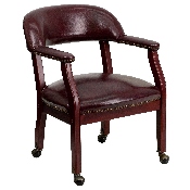 Oxblood Vinyl Luxurious Conference Chair with Accent Nail Trim and Casters, B-Z100-OXBLOOD-GG