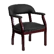 Black LeatherSoft Conference Chair with Accent Nail Trim, B-Z105-LF-0005-BK-LEA-GG