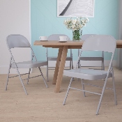 HERCULES Series Double Braced Gray Metal Folding Chair, BD-F002-GY-GG