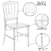 Flash Elegance Crystal Ice Napoleon Stacking Chair, BH-H002-CRYSTAL-GG