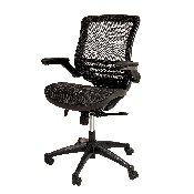 Mid-Back Transparent Black Mesh Executive Swivel Office Chair with Black Frame and Flip-Up Arms, BL-8801X-BK-GG