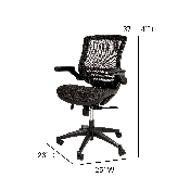 Mid-Back Transparent Black Mesh Executive Swivel Office Chair with Black Frame and Flip-Up Arms, BL-8801X-BK-GG