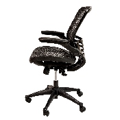 Mid-Back Transparent Black Mesh Executive Swivel Office Chair with Black Frame and Flip-Up Arms, BL-8801X-BK-GG