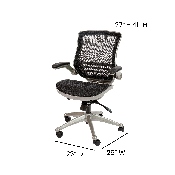 Mid-Back Transparent Black Mesh Executive Swivel Office Chair with Graphite Silver Frame and Flip-Up Arms, BL-8801X-BK-GR-GG